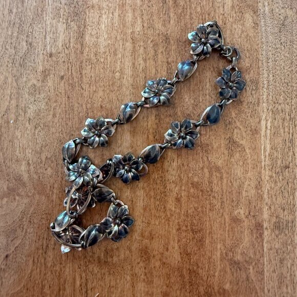 Real Vintage Antique Gold-and-Copper-Tone Rose Floral Necklace - Picture 6 of 7